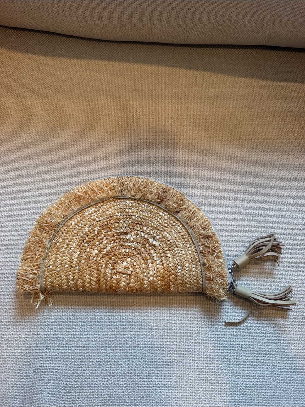 Tuckernuck Woven Straw Half-Moon Clutch Bag - Natural
